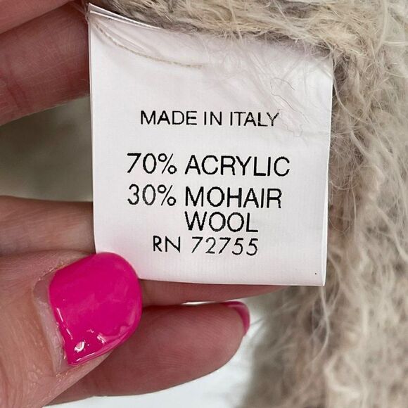 Elisabetta Collection Mohair Wool Blend Open Front Cardigan Sweater Cream Large - Picture 8 of 9